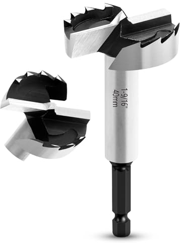 NICAVKIT Professionell skogsborr 40 mm för trä, 40 mm Forstner borrbit trä hålskärare med sexkantsskaft, träborr krukborr konstborr för trä