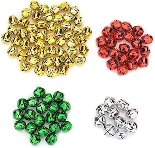 60 Stück Glöckchen zum Basteln, Weihnachten Glöckchen Bunt, 4 Farben Jingle Bells 20mm, Kleine Glöckchen für Weihnachten Deko, Haustier Glocken, Geschenkverpackung DIY (4 Farben)