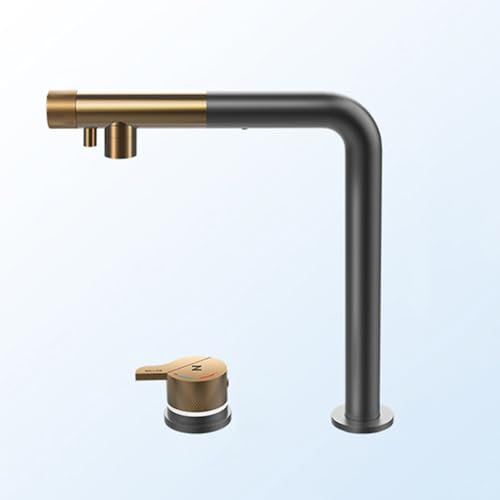 XJTNLB Robinet 3 Voies avec Douchette Cuisine Noir Mitigeur Evier Cuisine sous Fenetre avec Douchette Mitigeur Camping Car Evier pour Filtre à Eau