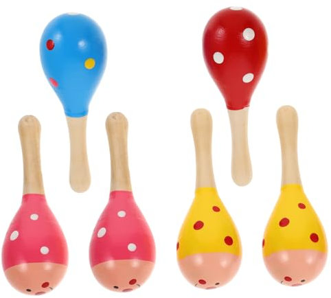 ifundom 6 Stück Karnevals-musikinstrumente Für Jungen Und Mädchen Für Kleinkinder Bunte Maracas Aus Holz Stabile Konstruktion Sicher Zum Spielen