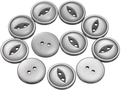 QUARKZMAN 12 Stück Knöpfe Hellgrau Nähknöpfe 20mmRunde Harz Buttons 2-Loch Kunststoff Knopf zum Annähen Bastelknöpfe für Hosen Kleider Röcke Blusen Hemd Anzug Jeans DIY Handwerk