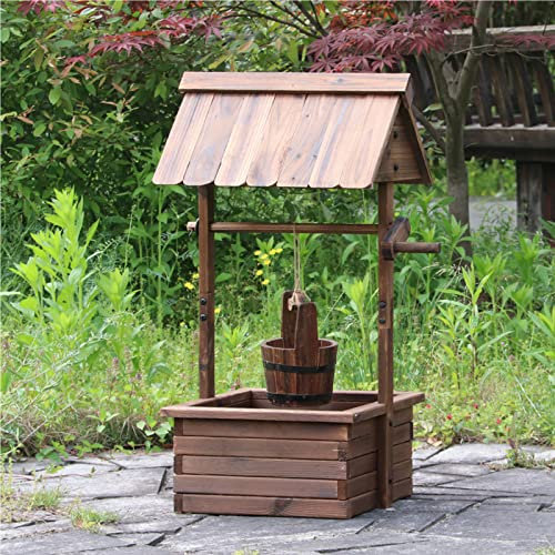 Souhaignant la boîte à Fleurs de puits d'eau Bien créative, Pot à Fleur en Bois Anti-Corrosion en carbonisé, Cour de Jardin de la Villa