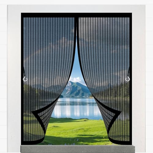 Moustiquaire 64 x 60 cm Anti Insecte Mouche Moustique, Personnalisable Rideaux Toile Insect Ecran pour Fenetre Porte Balcon Terrasse, Maille Ultra Fine, Noir