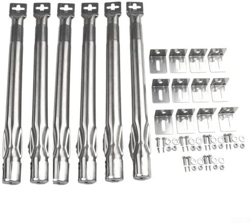 Indragbara rostfria brännare för gasgrillar 6-pack 35-42 cm längd ersättnings set med kontrollerbar luftförsörjning