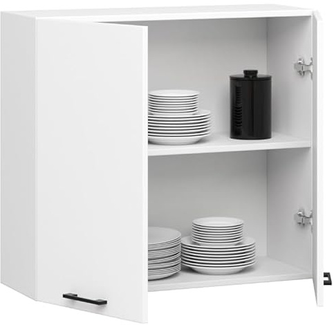 BDW - Küchenschrank Hängend - Oberschrank Küche - Weiß - 80x80x72cm, mit 2 Türen und Griffen - Küchenschränke Einzeln, Wandschrank, Küchenhängeschrank - OLIWIA1 STK