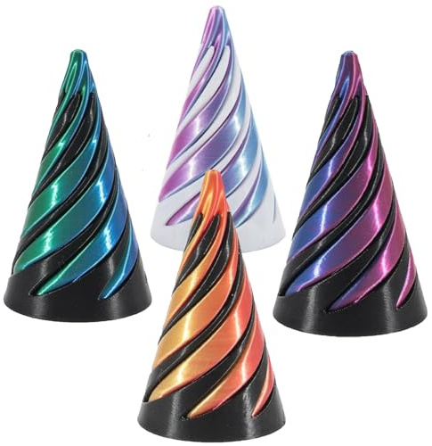 4 Pcs 6.4 cm Impossible Cone Fidget Toy, 3D Printed Fidgettoy for Stress Relief, Spiral Cone Fidget Toy for Adults and Kids, Fidgetcone Desk Decor for Home, Office and School