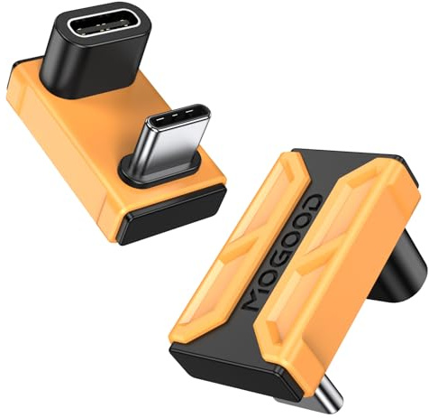 MOGOOD 180 Grados Tipo C Adaptador 2 Pack, 140W/40Gbps U Forma USB C Macho a USB C Hembra Adaptador, Tipo C 180° Extensor para la Cubierta de Steam Deck/Switch/Laptop/Tableta
