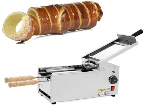 GESAIDES Chimney Cake Machine, Oven Electric Chimney Bread Roll Maker, Commercial Ice Cream Cone Maker with 2 Stainless Steel Molds, for Bakery Family Kitchen