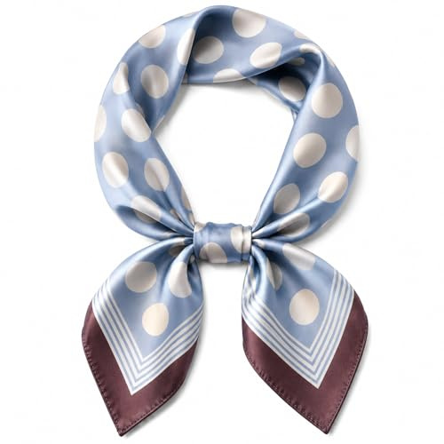 prinfantasy Head Scarfs 70cm Polka Dots Square Scarf Neck Scarves Neckerchief for Women Blue GB070530