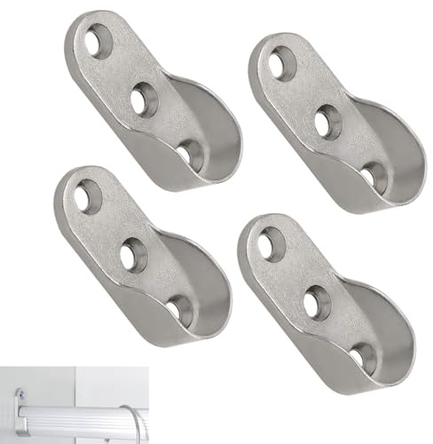 JFangZHZH Soporte de riel para guardarropa,4 Piezas Soporte Lateral para Barra de Armario Oval,Armario Tubo Almacenamiento Barras de Soporte,para Barra de Cortina de Ducha,Armario para Cortina