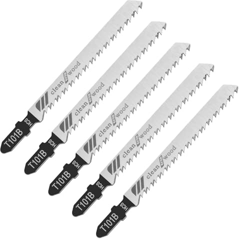 T101B - Juego de 5 hojas de sierra de calar con vástago en T para contratista de madera, 10 dientes, 5 hojas de sierra en T para cortar rápidamente madera, madera dura, madera contrachapada, plástico