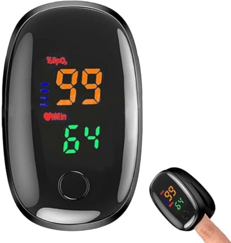 Tomedeks Monitor Per Ossigeno Del Sangue Aggiornato 2025, 1 pezzo, A LED Non Invasivo, Misuratore Di Ossigeno Non Invasivo (Nero)