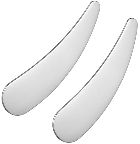 Mikinona 2 Piezas Espátulas Inoxidable para Crema Facial Aplicadores Cosméticos Suaves para Maquillaje y Cuidado Reutilizables