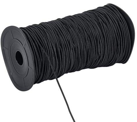 BENECREAT Cordon de Perles Extensible de 150 m Cordon Élastique de 2mm de Large Ficelle en Tissu pour Réparer Les Poteaux de Tente DIY Arrimages Cordon pour Fabrication de Bracelets (Noir)
