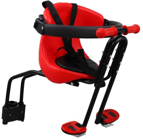 LOORGVEL Kinder Fahrradsitz Vorne mit Sicherheitsgurt und Kunststoffmaterial für Mountainbike Komfortabel und Leicht Tragbar für Babys und Kinder
