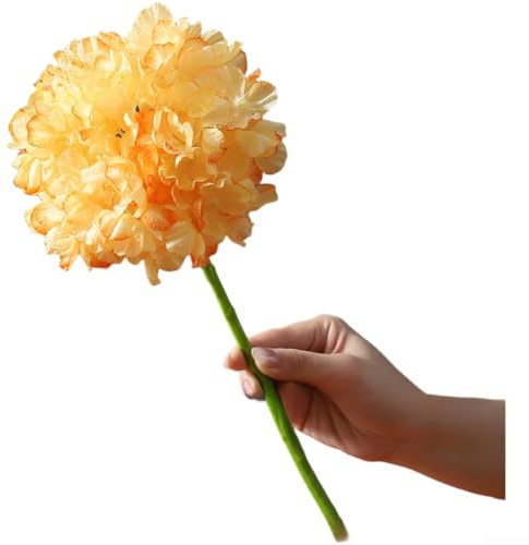Ramo de flores de hortensias de seda realista con borde quemado para decoración del hogar, centros de mesa de boda y arreglos de jarrones de fiesta (naranja)
