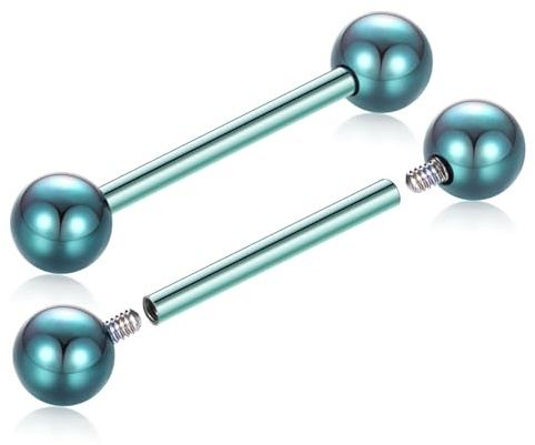 AROWRO 14 g bröstvårta stänger bröstvårta piercing smycken tungstänger tungpiercing internt gängade ringar för bröstvårta bro piercing smycken titan
