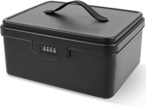 GWCYMYD Locking Storage Container with Code, Large Lockable Medicine Box for Refrigerator, Lockable Storage Box for Medicine Phone Office Document Safety (Black)