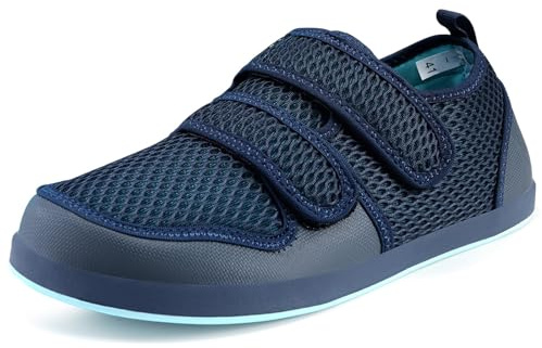 Hsyooes Scarpa Ortopedica Donna Scarpe Diabetiche Uomo Pantofole Ortopediche Regolabili Pantofole Camminata Anziani Strappo Traspirante 42EU blu-A