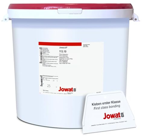 Jowat Jowacoll® 113.10 PVAc Montageleim D2 transparent 25 kg Hobbock – Holzleim für Möbelbau & Innenausbau – hohe Festigkeit, schnelle Anfangshaftung, Set inkl. Leimspachtel