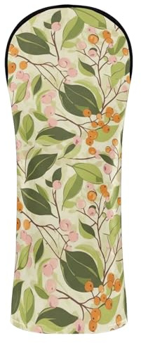 Copritesta per mazze da golf, vintage, bacche e foglie verdi, per driver in legno, ibrido, unisex, in pelle PU con etichette intercambiabili