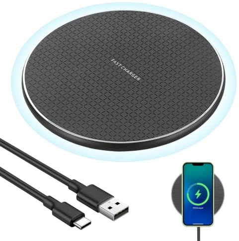 35W Fast Wireless Charger Qi Charging Pad for iPhone 17 16 15 14 13 Pro Max | for Samsung Galaxy S25 S24 S23 S22 S21 Wireless Phone Charger Station with LED Indicator Ultra-Slim for all Qi Phones Black