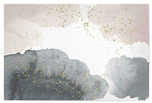 artboxONE Poster 30x20 cm Abstrakt Sparkling Watercolour Clouds - Black Nude - Bild Gold aquarell beige