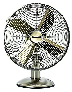Status 12 Inch Oscillating Portable Desk Fan | 3 Speed Adjustable Angle Fan | Antique Brass | S12ADESKFAN1PKB