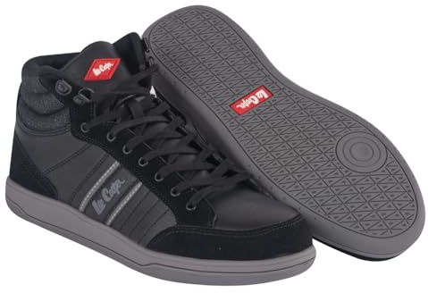 Lee Cooper arbetskläder LCSHOE099 herr arbetssäkerhet retro hög toppsäkerhetsstöveltränare med skyddande ståltåhätta, UK 8/EU 42, Svart/grå, 1