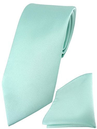 TigerTie Herren Krawatte – Klassische 7,5 cm Krawatte + Designer Einstecktuch im einfarbigem Design, ideal für Geschäftstermine, festliche Anlässe und die Freizeit