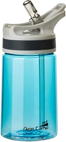 AceCamp TRITAN Spring Lid Drinking Bottle, BPA-Free, Water Bottle, Sports Bottle, Leak-Proof with Straw 350 ml, 600 ml, 800 ml, Blau 350ml, 350 ml