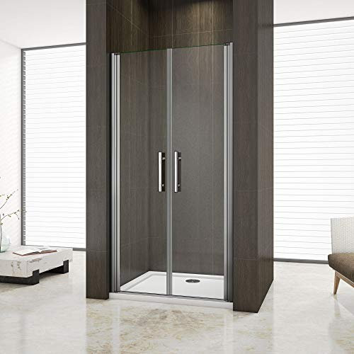 AICA ITALY Box doccia per nicchia 70 cm, vetro temperato 6 mm, NANO, apertura saloon, porta regolabile, Argento, Modern, Cabina doccia