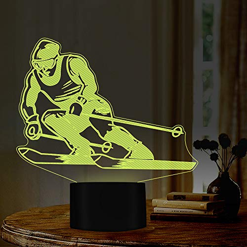 Jinson well 3D Eishockey Lampe led Illusion Nachtlicht, 7 Farbwechsel Touch Switch Tisch Schreibtisch Dekoration Lampen perfekte mit Acryl ABS Base USB Kabel Spielzeug