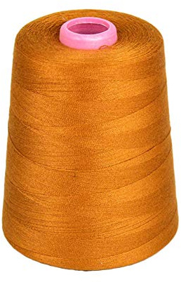 1 Cuchara 3000 yardas Jeans industriales Hilo de coser de poliéster de cuero para máquina de coser y mano Dorado y azul marino (Oro)