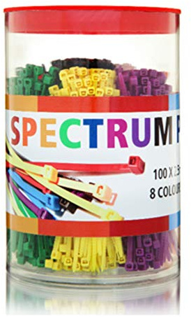 Cable Ties 100 x 2.5mm Spectrum Pack, 8 Colours, 800pcs Total. C10025SP