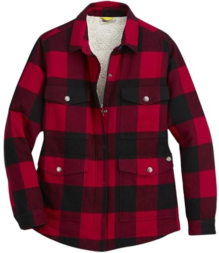 Dickies Damen Flannel Sherpa Lined Chore Coat Arbeitsoberkleidung, Englisches Rot Schwarz Buffalo Plaid, Mittel