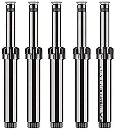 Suinga Pack 5 Difusor Aspersor de riego 3 Metros, Altura emergente 10 cm, Altura Total 18,4 cm, Rosca 1/2, Angulo Ajustable 0-360º