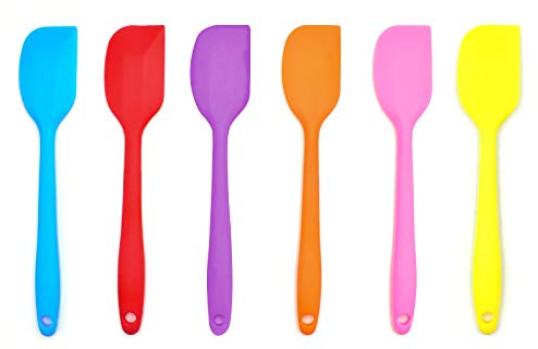 Lot de 6 spatules en silicone de 21,6 cm - Petite spatule en caoutchouc résistante à la chaleur - Spatules flexibles - Pour la cuisine, la pâtisserie, le mélange