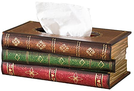 Kaxich Taschentuchbox, Box für Kosmetiktücher Antikes Buch Taschentuchspender Tücherbox Kosmetikbox für Zuhause Büro Auto