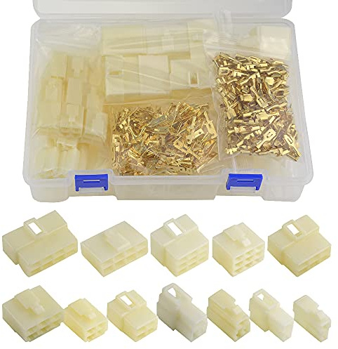 WMYCONGCONG 400 PCS 6.3mm Automotive Electrical Wire Connectors Male Female Socket Plug Terminal Kit for Motorcycle Car 2 3 4 6 8 9 Pin