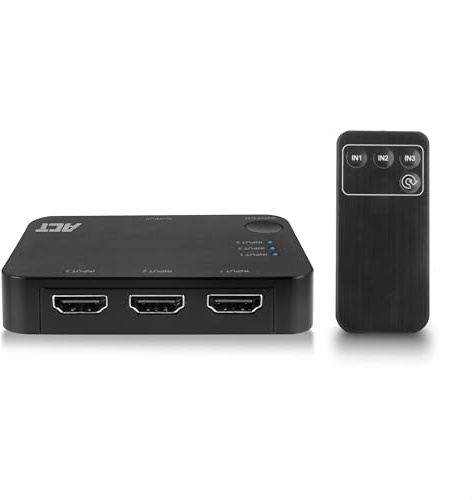 ACT HDMI Switch 3 in 1 Out, 4K, automatische Umschaltung - AC7845 | USB-Stromversorgung, Hot-Plug-Detect