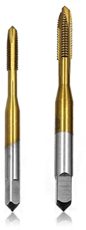 MenYiYDS- 2 x titanbeschichteter Gewindebohrer, Universalgewindebohrer, Maschinengewindebohrer, für Durchgangslöcher (M3-M4)