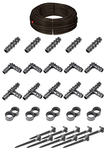 HaGa® Bewässerungsset - Tropfschlauch 16mm in 25m Länge mit Druckkompensierung inkl. Zubehör - Perlschlauch Gartenbewässerung