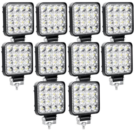 SKYWORLD 10pcs 12V led strahler kfz, 3.34 Zoll 48W Mini Spot scheinwerfer auto offroad beleuchtung nebelscheinwerfer für SUV ATV Traktor LKW 4x4, 6000K Weiß, led arbeitsscheinwerfer, led arbeitslicht