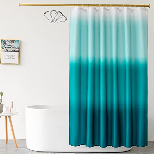 DKLFYDBG Textil Duschvorhang Türkisfarben Blaugrün 240x200 Anti-Schimmel Stoff Badevorhang mit Stahl Haken Waschbar Abstrakt Ombré Duschvorhänge für Badezimmer Badewanne Wasserdicht (240 x 200 cm)