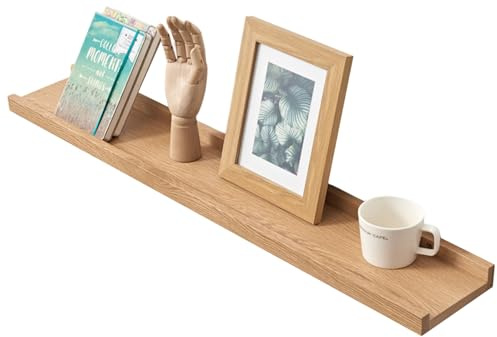 Gieanoo Bilderleiste Holz, 50cm Rustikales Eiche Massiv Schweberegal Wandregal gewürzregal Wand regalbrett Hängeregal für Wohnzimmer Schlafzimmer kinderzimmer