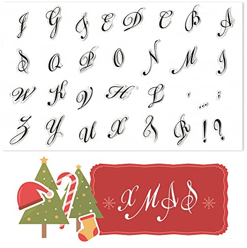Hying Alphabet Letters Clear Stamps for Card Making, Capital Letters Words Rubber Stamps Symbols Notes Transparent Stamp Seal for Crafting DIY Scrapbooking Photo Album Decorations