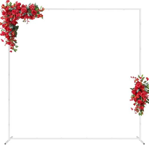Weiße Hochzeitsbögen für Zeremonien, 2M x 2M traubogen rechteckig, Metall, Ballon Bogen Gestell, Ständer-Set, quadratisch, Bogenrahmen, Hintergrund für Jahrestag, Geburtstag, Party, Dekoration