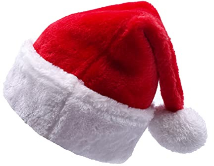 Fashion You Want Weihnachtsmütze Nikolausmütze Erwachsene Plüsch Rand Weihnachtsfeier Rote Santa Mütze Nikolaus Warm Dicker Fellrand Weihnachtsmann mütze für Herren/Damen
