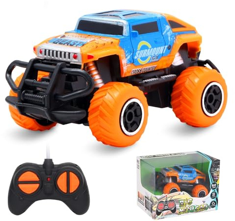 Pup Go Ferngesteuertes Auto Offroad mit Licht für Kinder 3-9 Jahr, Robust Mini RC Auto Schnell Indoor Outdoor, Spielzeug Kleinkind Weihnachten Geburtstagsgeschenk für Junge Mädchen, Orange